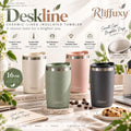 Rliffuxy™ Deskline 16 oz Ceramic-Lined Insulated Tumbler – Modern Office Coffee Cup with Sip Lid