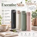 Rliffuxy™ Executive Slim 20 oz Vacuum Travel Bottle – Locking Flip-Lid Stainless Steel Coffee Thermos