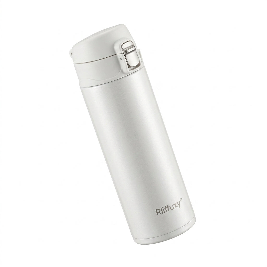 Rliffuxy™ Executive Slim 20 oz Vacuum Travel Bottle – Locking Flip-Lid Stainless Steel Coffee Thermos