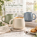 Rliffuxy™ Softline Ceramic Coffee Mug Set – 14 oz Modern Stoneware Coffee Cups, Rounded Handle Drinkware