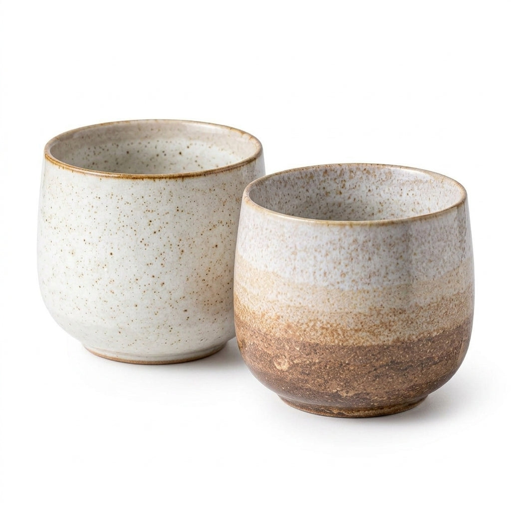 Rliffuxy™ Kumo Japanese-Style Tea Cup Set – 8 oz Handleless Ceramic Yunomi-Inspired Cups