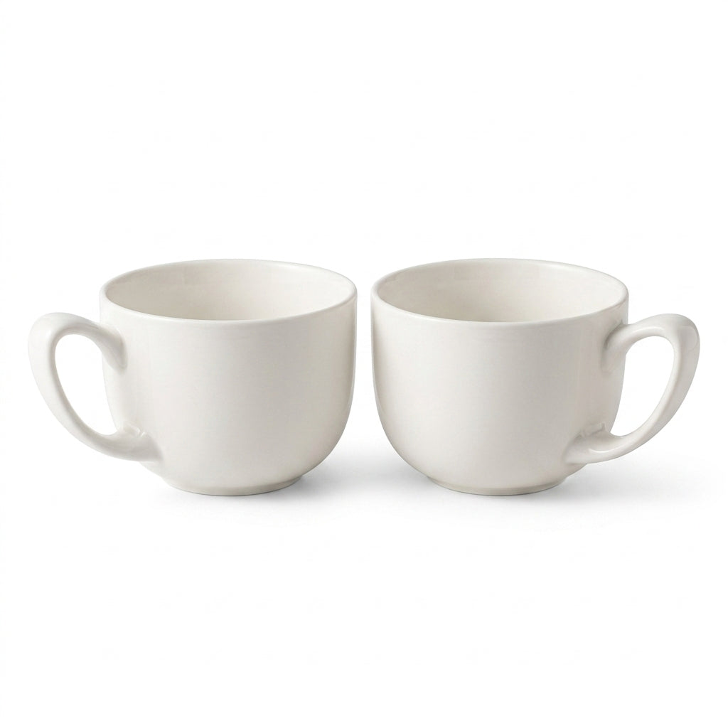 Rliffuxy™ Atelier Arc Porcelain Coffee Cup Set – 10 oz Sculpted Handle Café Cups, Modern Tea Drinkware