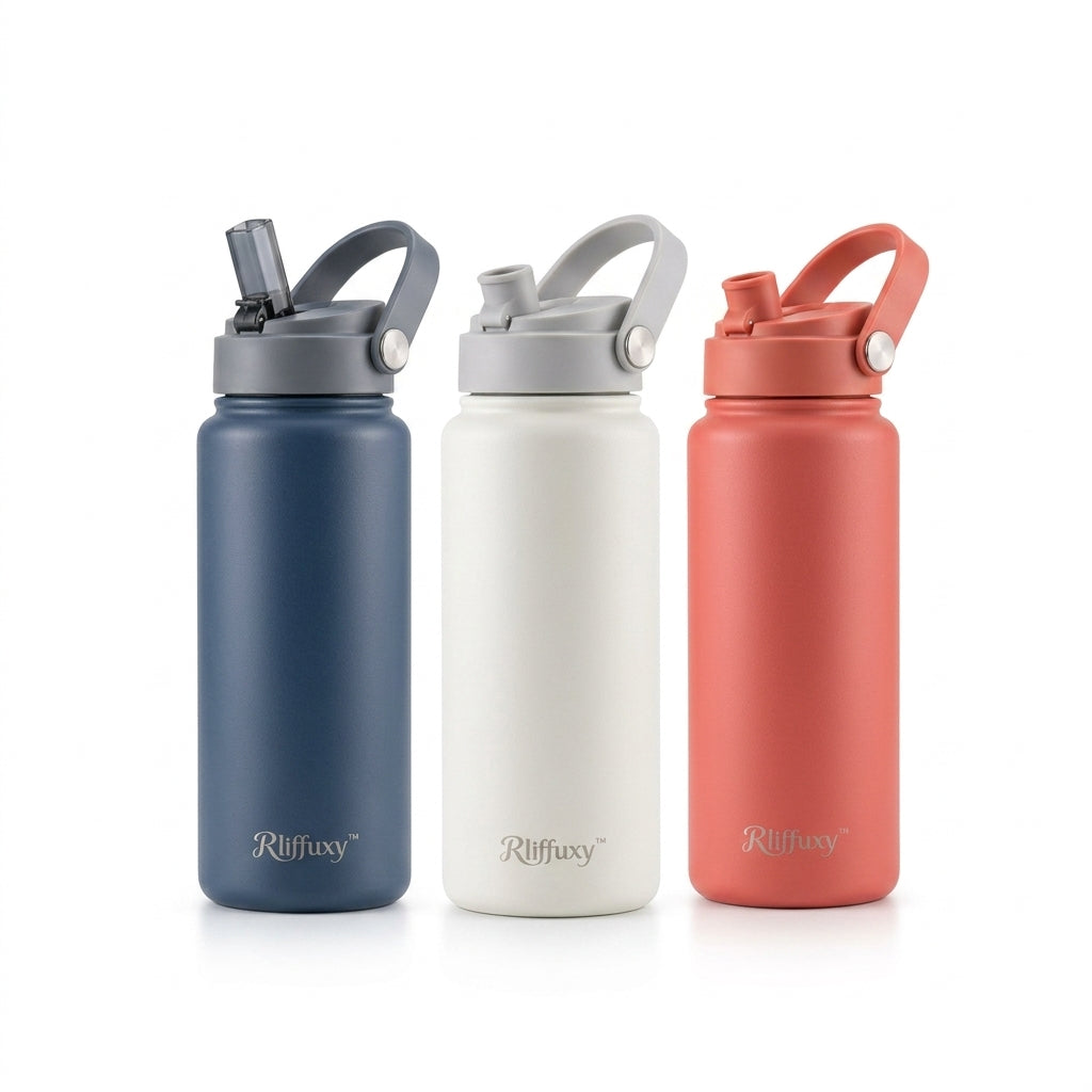 Rliffuxy™ SprintFlow 24 oz Dual-Sip Sport Bottle – Insulated Stainless Steel Straw & Chug Water Bottle