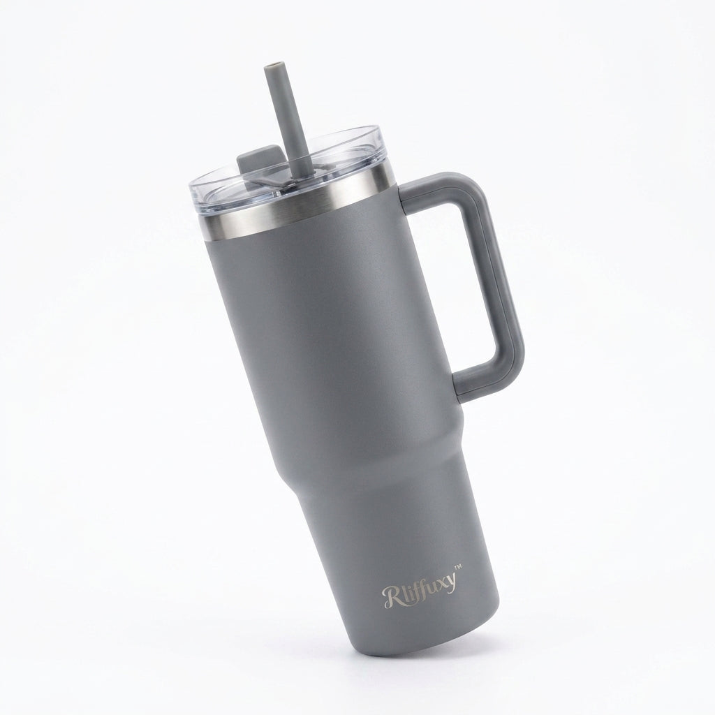 Rliffuxy™ TrailGrip 30 oz Handle Tumbler – Insulated Stainless Steel Straw Cup, Cup-Holder Friendly Hydration Tumbler